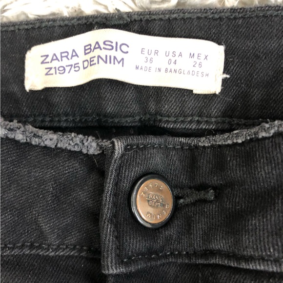 Zara Basic Denim Women's Black Jean With Holes Size 4 - Picture 4 of 8
